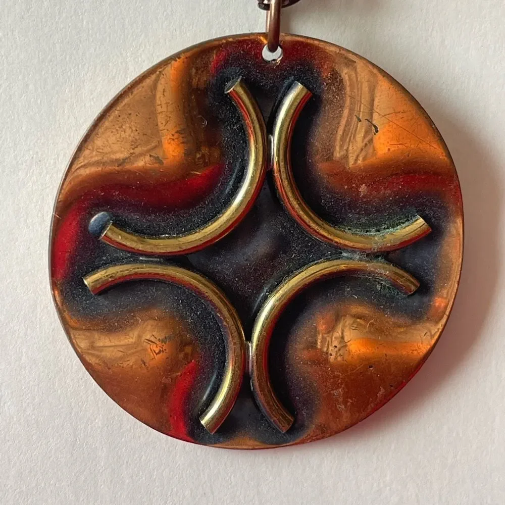 Vintage MCM Retro 1960's‎ Copper Necklace with Multi Link Chain